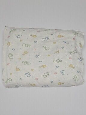 Vintage 2005 Gerber Baby Crib Sheet Teddy Bears Bibs Ducks Letter Blocks
